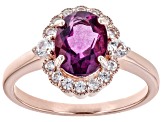 Pre-Owned Grape-Color Fluorite 18k Rose Gold Over Silver Ring 2.44ctw