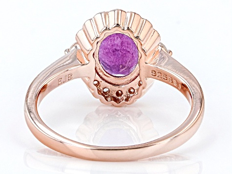 Pre-Owned Grape-Color Fluorite 18k Rose Gold Over Silver Ring 2.44ctw