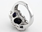 Pre-Owned Blue Sapphire Rhodium Over Sterling Silver Ring 4.91ctw
