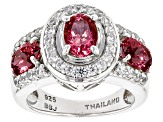Pre-Owned Color Shift Garnet Rhodium Over Sterling Silver Ring 2.63ctw