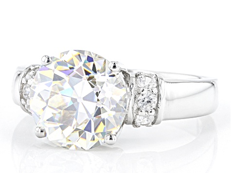 Pre-Owned Fabulite strontium titanate and white zircon rhodium over sterling silver ring 5.97ctw