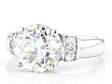 Pre-Owned Fabulite strontium titanate and white zircon rhodium over sterling silver ring 5.97ctw