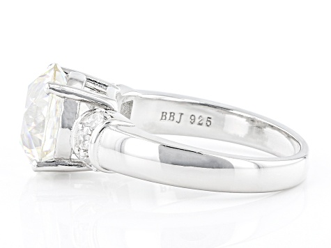 Pre-Owned Fabulite strontium titanate and white zircon rhodium over sterling silver ring 5.97ctw