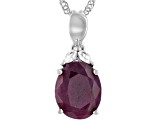 Pre-Owned Red Indian Ruby Rhodium Over Sterling Silver Pendant With Chain 5.20ctw