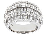 Pre-Owned White Cubic Zirconia Rhodium Over Sterling Silver Ring 5.37ctw