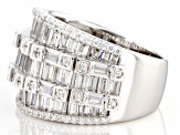 Pre-Owned White Cubic Zirconia Rhodium Over Sterling Silver Ring 5.37ctw