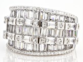 Pre-Owned White Cubic Zirconia Rhodium Over Sterling Silver Ring 5.37ctw