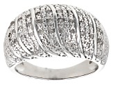 Pre-Owned White Diamond Rhodium Over Sterling Silver Dome Ring 0.25ctw