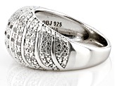Pre-Owned White Diamond Rhodium Over Sterling Silver Dome Ring 0.25ctw