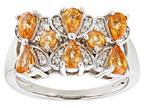 Pre-Owned Orange Spessartite Rhodium Over Sterling Silver Ring 1.76ctw