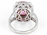 Pre-Owned Pink And White Cubic Zirconia Rhodium Over Sterling Silver Ring 11.96ctw
