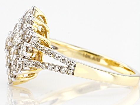 Pre-Owned Diamond 10k Yellow Gold Cluster Ring 1.60ctw - P34307 | JTV.com