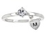Pre-Owned White Zircon Rhodium Over Sterling Silver Heart Charm Initial "M" Ring 0.35ct