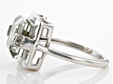 Pre-Owned Green Prasiolite Rhodium Over Sterling Silver Ring 4.00ctw
