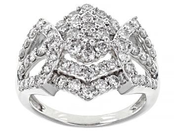 Picture of Pre-Owned White Diamond Platinum Cluster Ring 1.50ctw