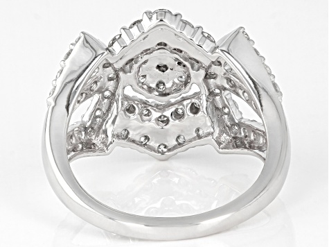 Pre-Owned White Diamond Platinum Cluster Ring 1.50ctw