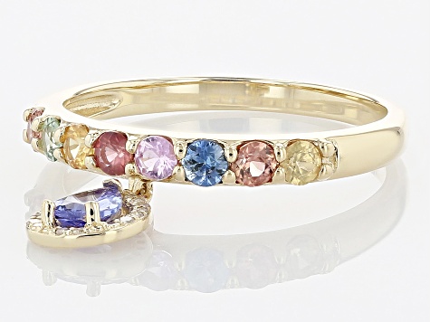 Pre-Owned Multicolor Sapphire 10K Yellow Gold Ring .84ctw