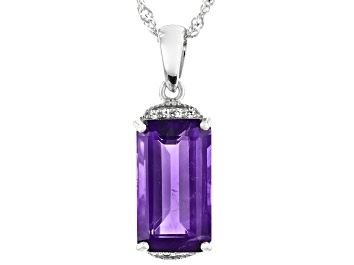 Picture of Pre-Owned Purple Amethyst Rhodium Over Sterling Silver Pendant With Chain 6.70ctw