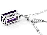 Pre-Owned Purple Amethyst Rhodium Over Sterling Silver Pendant With Chain 6.70ctw