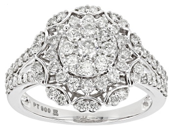Picture of Pre-Owned White Diamond 900 Platinum Cluster Ring 1.00ctw