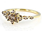 Pre-Owned Champagne Diamond 10k Yellow Gold Cluster Ring 0.51ctw