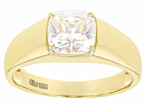 Pre-Owned Candle Light Fabulite Strontium Titanate 18k Yellow Gold Over Silver Mens Ring 3.25ct