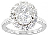 Pre-Owned Moissanite platineve halo ring 3.84ctw DEW