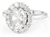 Pre-Owned Moissanite platineve halo ring 3.84ctw DEW