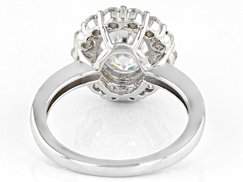 Pre-Owned Moissanite platineve halo ring 3.84ctw DEW