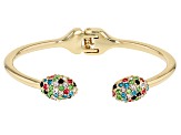 Pre-Owned Multi-Color Crystal Gold Tone Cuff Bracelet