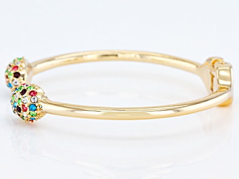Pre-Owned Multi-Color Crystal Gold Tone Cuff Bracelet