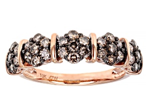 Pre-Owned Champagne Diamond 10k Rose Gold Cluster Band Ring 1.00ctw