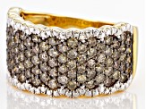 Pre-Owned Champagne Diamond 14k Yellow Gold Over Sterling Silver Wide Band Ring 1.75ctw