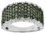 Pre-Owned Green Diamond Rhodium Over Sterling Silver Wide Band Ring 1.75ctw