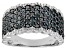 Pre-Owned Blue Diamond Rhodium Over Sterling Silver Wide Band Ring 1.75ctw