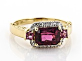 Pre-Owned Rhodolite Garnet And White Diamond 14k Yellow Gold Halo Ring 1.89ctw