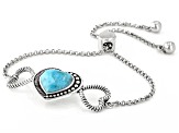 Pre-Owned Blue Turquoise Sterling Silver Heart Bracelet