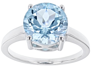 Pre-Owned Sky Blue Topaz Rhodium Over Sterling Silver Solitaire Ring 4.04ctw