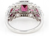 Pre-Owned Purple Rhodolite With White Zircon Rhodium Over Sterling Silver Ring
