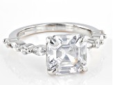 Pre-Owned White Cubic Zirconia Rhodium Over Sterling Silver Asscher Cut Ring 5.83ctw