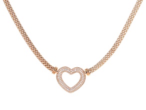 Pre-Owned White Cubic Zirconia 18k Rose Gold Over Sterling Silver Heart Necklace 2.03ctw