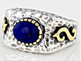 Pre-Owned Mens Blue Lapis Lazuli Two-Tone Silver Ring