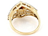 Pre-Owned Madeira Citrine And Champagne & White Diamond 14k Yellow Gold Center Design Ring 1.75ctw