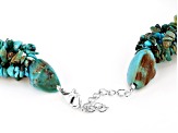 Pre-Owned Green Turquoise Nugget, Chips, and Beaded Rhodium over Silver Statement Necklace