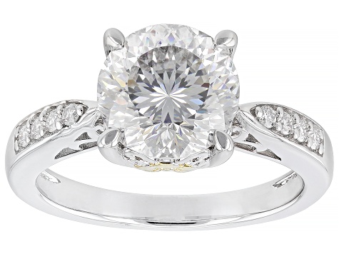 Pre-Owned Moissanite Platineve Two Tone Ring 3.21ctw DEW.