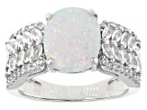 Pre-Owned Multi Color Lab Created Opal Rhodium Over Sterling Silver Ring 0.89ctw