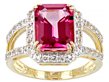 Picture of Pre-Owned Pink Topaz 10k Yellow Gold Ring 4.04ctw