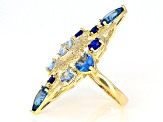 Pre-Owned Blue Lab Created Spinel 18k Gold Over Brass Ring 7.71ctw