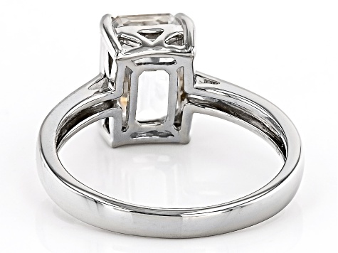 Pre-Owned Emerald Cut White Zircon Platinum Solitaire Ring 3.50ct