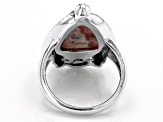Pre-Owned Pink Triangular Rhodochrosite Rhodium Over Sterling Silver Ring